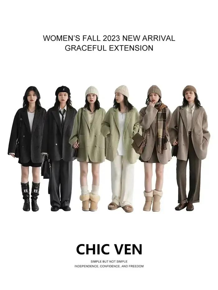 Manteaux en Laine Chic pour Femmes – Nouveauté Printemps-Automne 2026 – Vestes Amples et Chaudes Sty