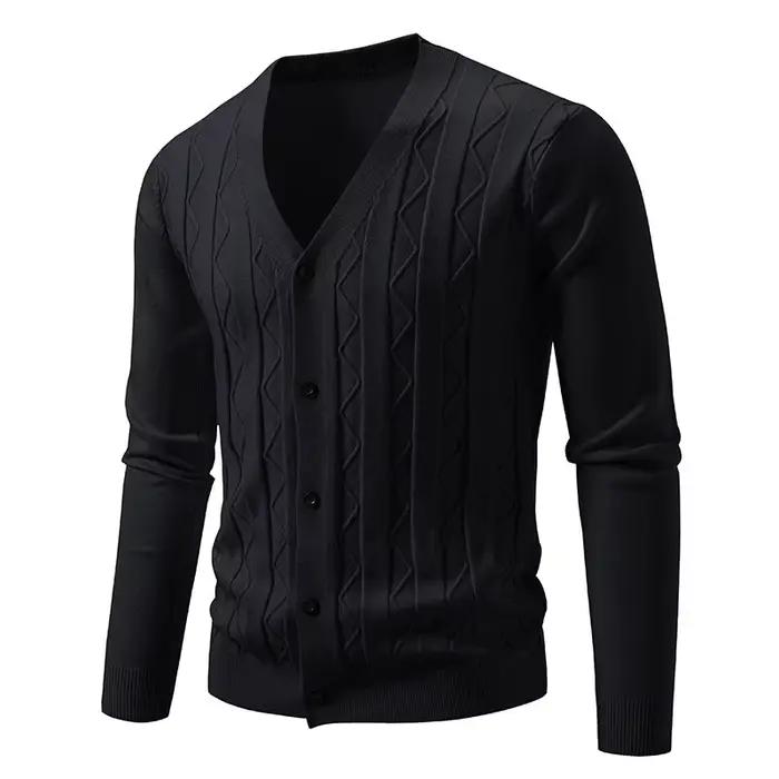 Cardigan en maille pour homme Automne Hiver 2026 – Manteau tricoté ajusté et élégant à simple bouton