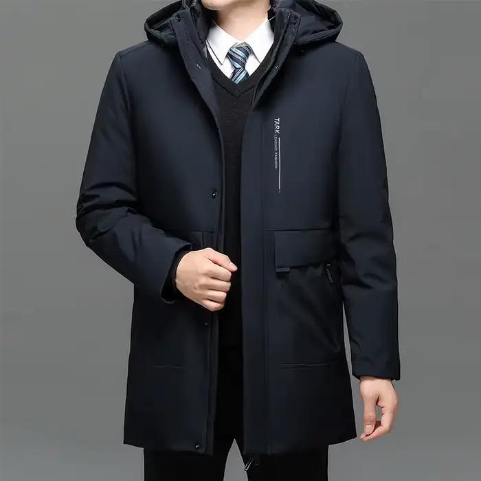 Hommes d'affaires épais hiver grand col à capuche Parka chaude imperméable coupe-vent nouveau-40 deg