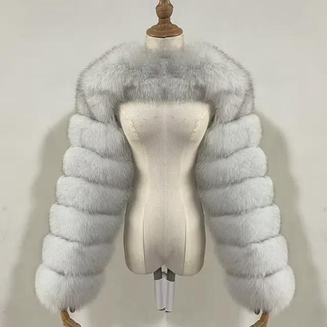 DEAT mode femmes fausse fourrure Vintage col rond manches longues épissage couleurs contrastées mant