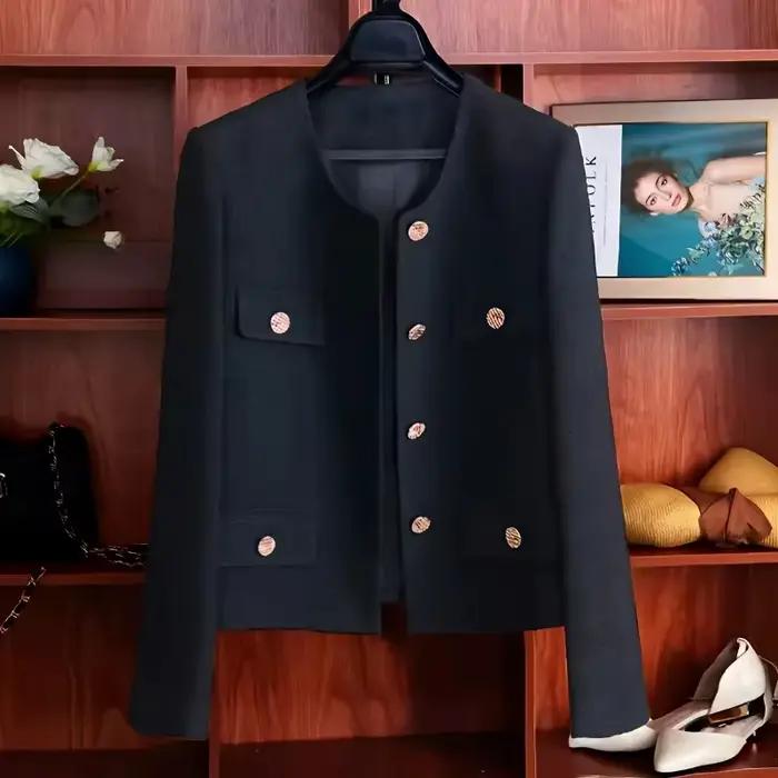 Veste courte noire pour femmes printemps et automne 2025, nouveau costume, veste courte, Blazer vert