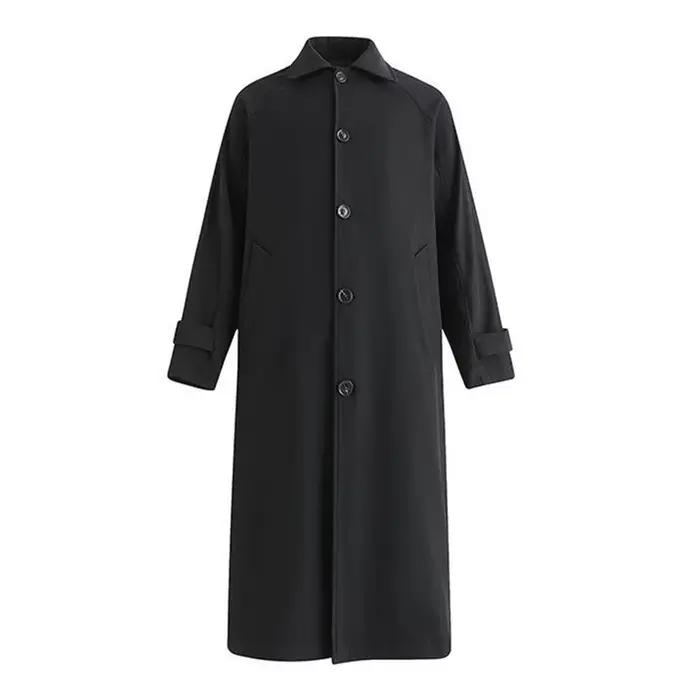 Tralike-Manteau long coupe-vent pour hommes, vestes à col rabattu, vêtements d'extérieur monochromes