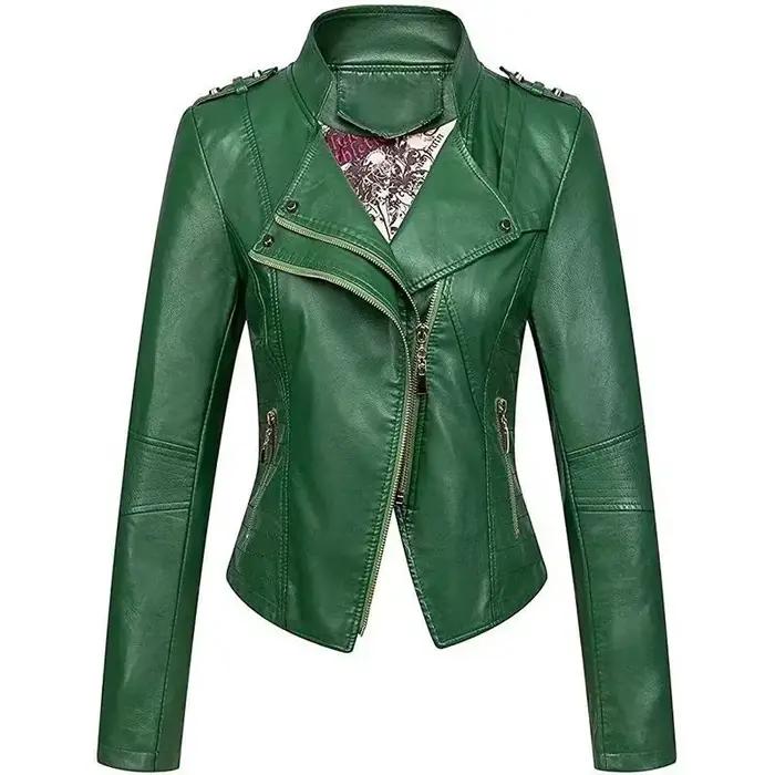 Veste en cuir PU noir pour femmes, vestes courtes en cuir Slim pour femmes, vêtements d'extérieur po
