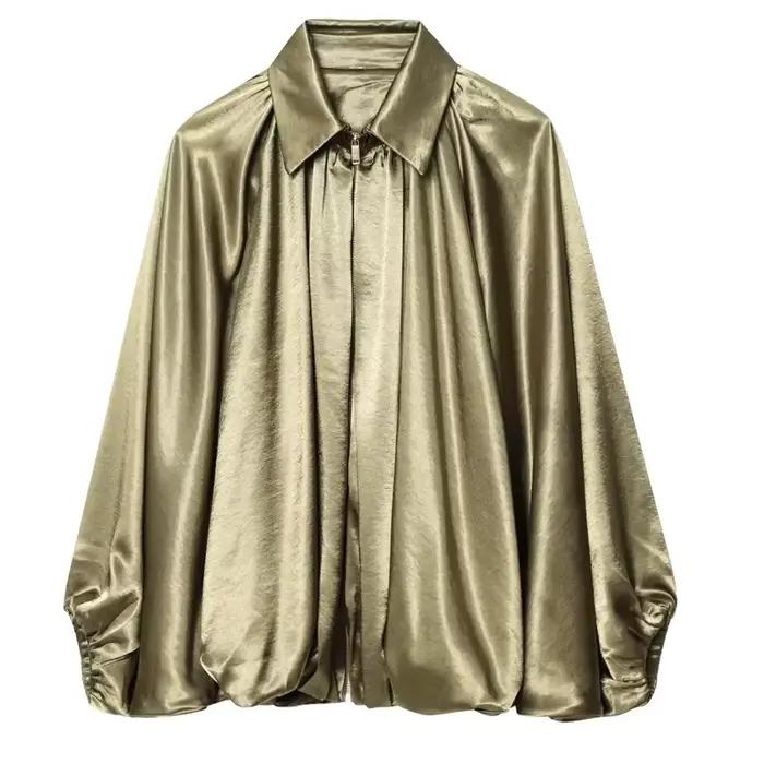 HXAO femmes Bomber veste plis grande taille vestes femme gonflée recadrée veste d'été vêtements d'ex