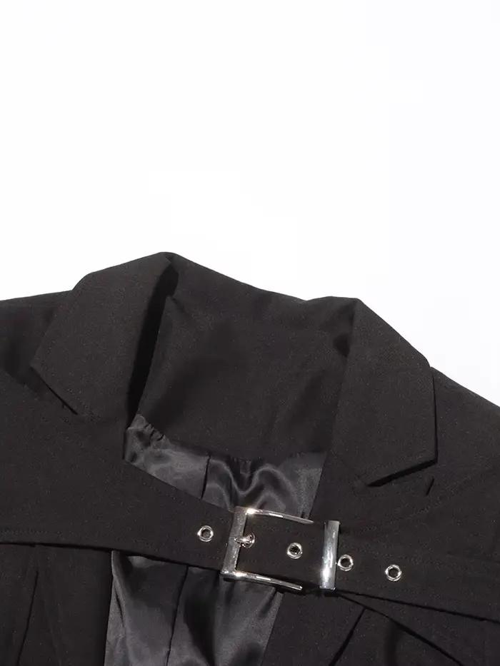 TWOTWurea-Manteau long évidé pour femme, vestes YLE sexy, ceinture épissée, revers à manches longues