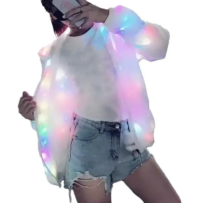 Veste éclairée par LED, vêtements d'extérieur élégants et lumineux, veste à capuche émettant de la l