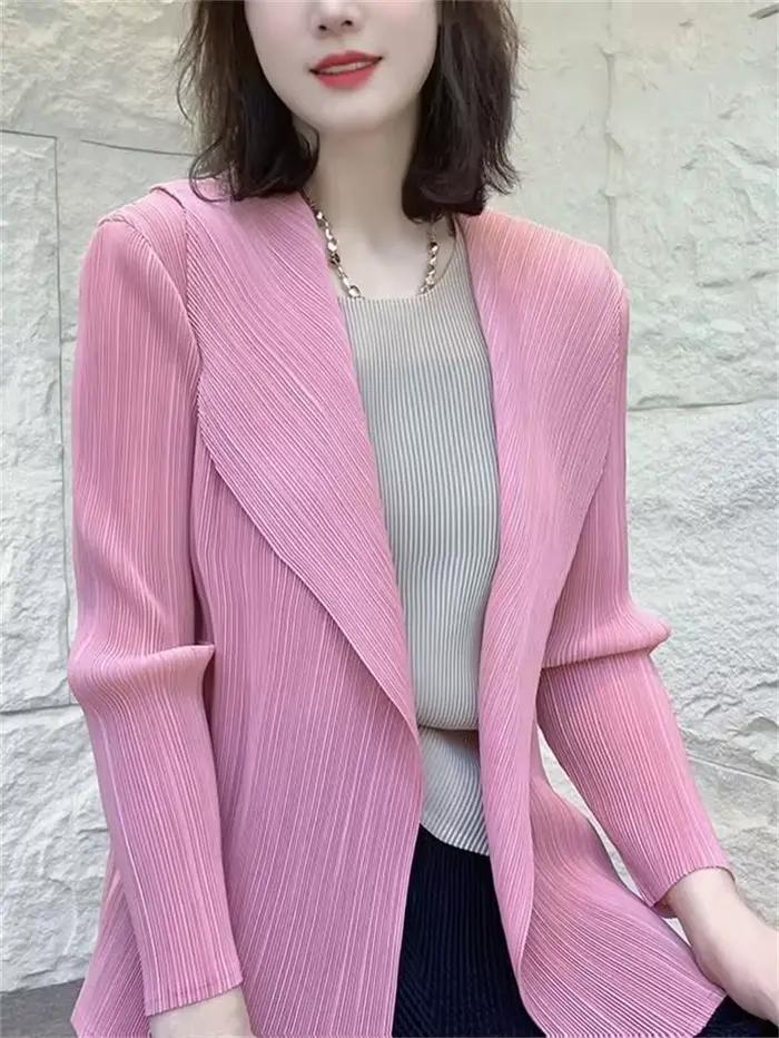 Veste femme Miyake plissée à manches longues Cardigan veste pour femme automne mode Joker mode costu