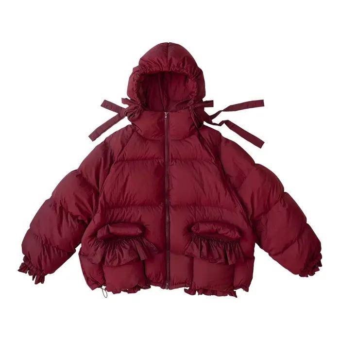 IMAKOKONI design original hiver chaud épais à manches longues à capuche fermeture éclair doudoune po