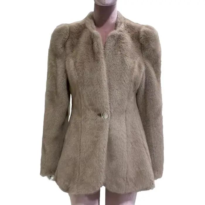 Mauroicardi-Manteau en Fausse Fourrure de Vison pour Femme, Veste à Manches sulfBouffantes, Veste Aj