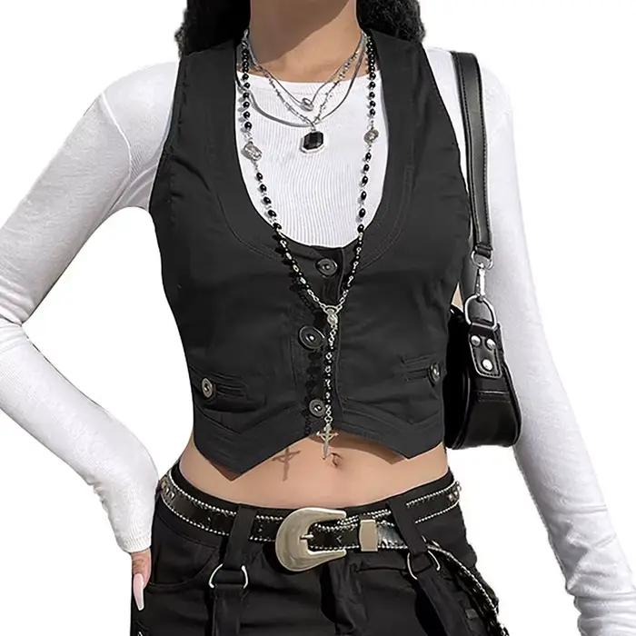 Gilet de style punk vintage des années 90 et 00, haut précieux, esthétique Y2K, Fairycore Grunge, bo