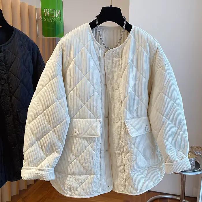 Manteau rembourré en coton adt pour femme, veste à col rond, conception de mode féminine, fouet, nic