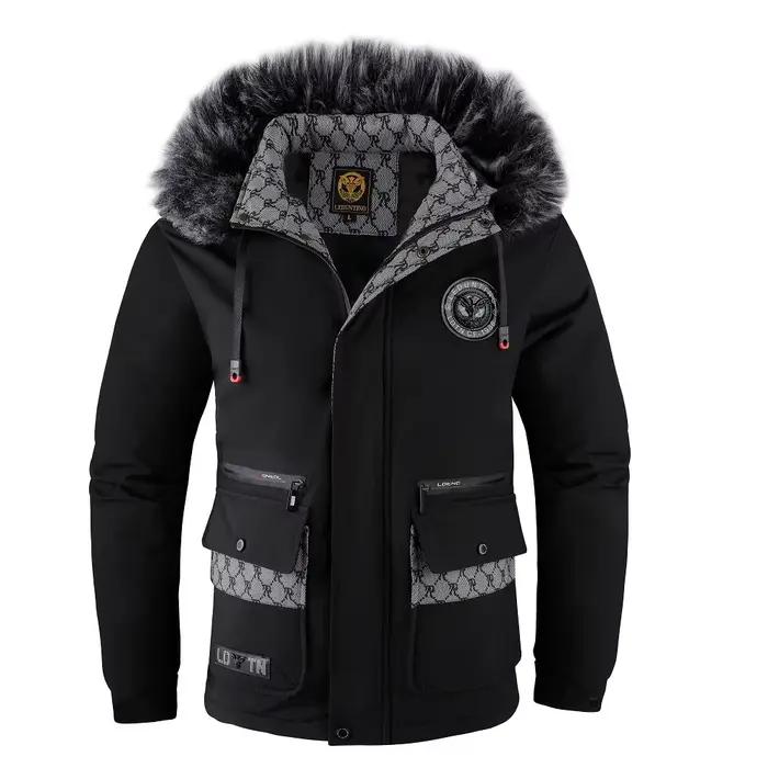 Hiver hommes à capuche col de fourrure manteaux d'hiver doudoune de haute qualité mâle plus épais co