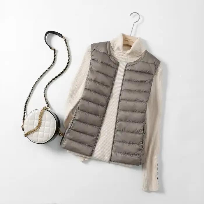 Doudoune en fibre ultralégère pour femme, col rond, mince, compressible, grande taille, 5XL, 6XL, dé