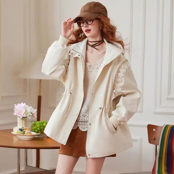 LOUIS YAO – Trench-Coat pour femme, Cardigan minimaliste décontracté, couleur unie, sophistiqué, Non