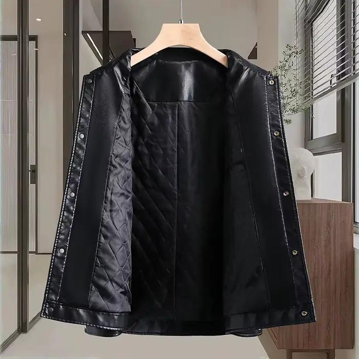 Cette veste d'automne à col montant de haute qualité la plus vendue est une veste en cuir décontract