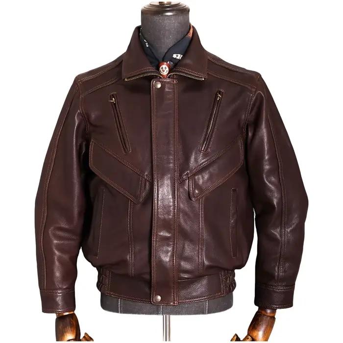 Veste d'hiver en cuir pour hommes, rouge et marron, Style rétro, grande taille 5XL, véritable peau d