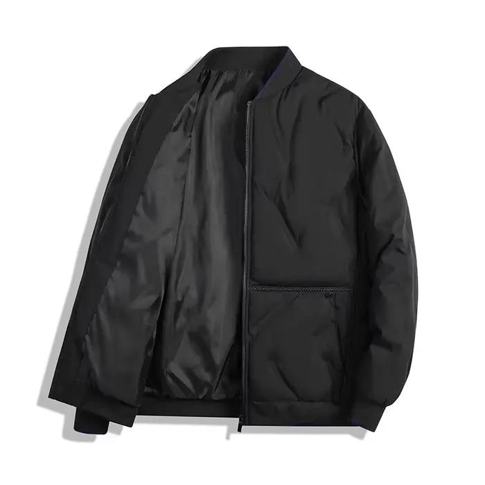Veste d'hiver épaisse pour homme à col bomber noir, rembourrage en coton, parka décontractée tendanc