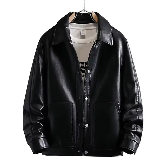 Cette veste d'automne à col montant de haute qualité la plus vendue est une veste en cuir décontract