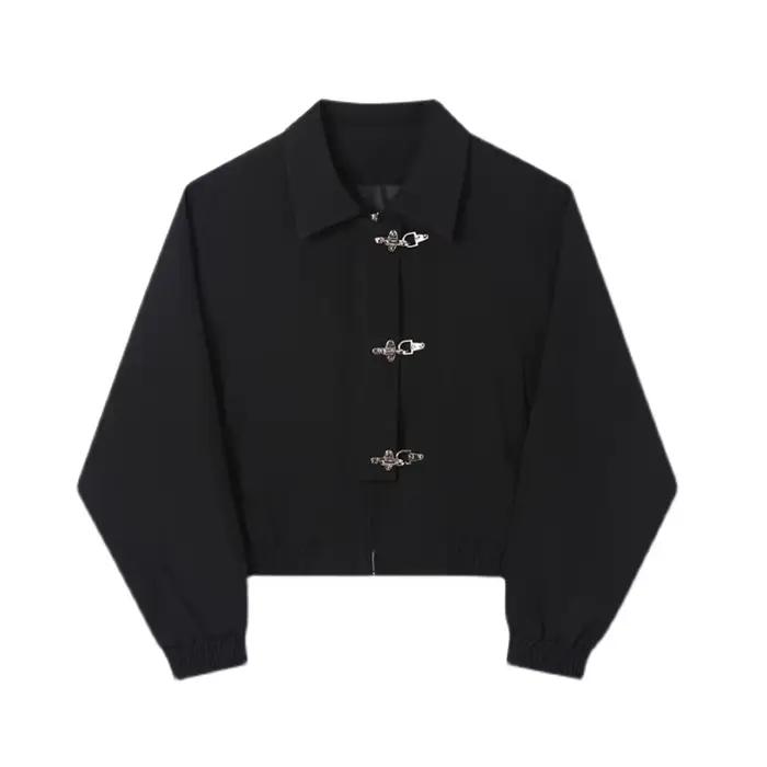 Manteau Homme Printemps Col Rabattu Couleur Unie Veste Courte Homme Style Urbain Simple Boutonnage M