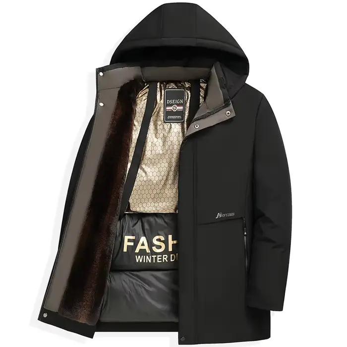 Nouveau en Parkas manteau d'hiver pour hommes avec velours épais moyen à Long doudoune en coton homm