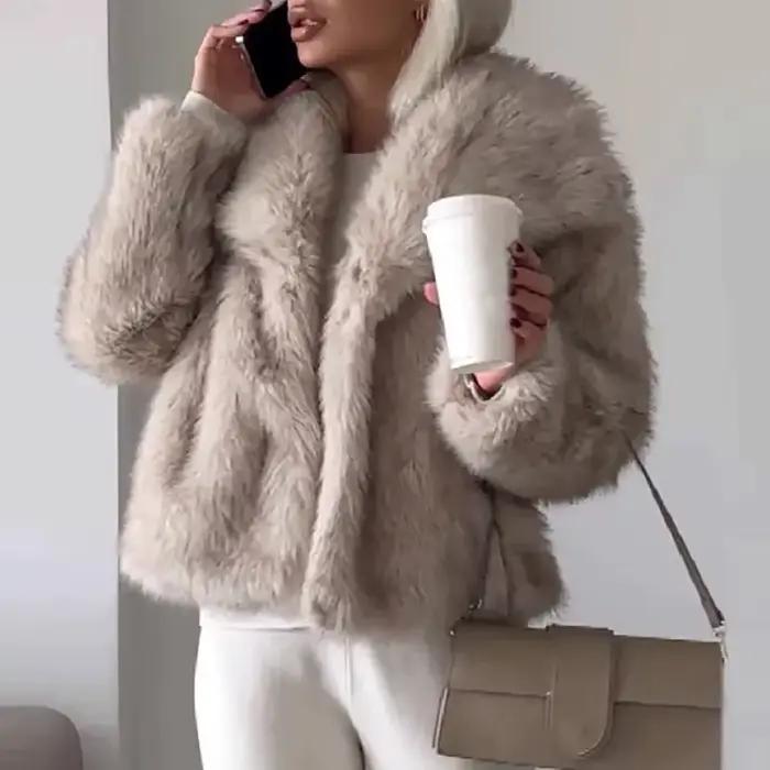 Veste courte femme manteau de fourrure moelleuse artificielle femmes haute rue fausse fourrure de re