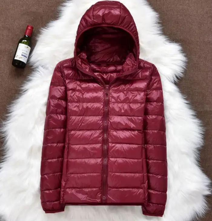 Veste à capuche en duvet de canard blanc pour femme, pardessus ultra léger, vestes monochromes, park