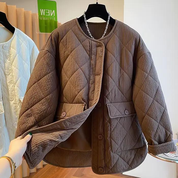 Manteau rembourré en coton adt pour femme, veste à col rond, conception de mode féminine, fouet, nic