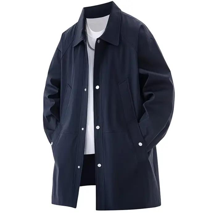 Trench-Coat grande taille pour hommes, veste coupe-vent à bouton unique, vêtements populaires coréen
