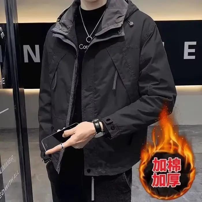 Hommes hiver velours nouvelle marque à la mode à capuche hommes hauts manteaux décontractés vêtement