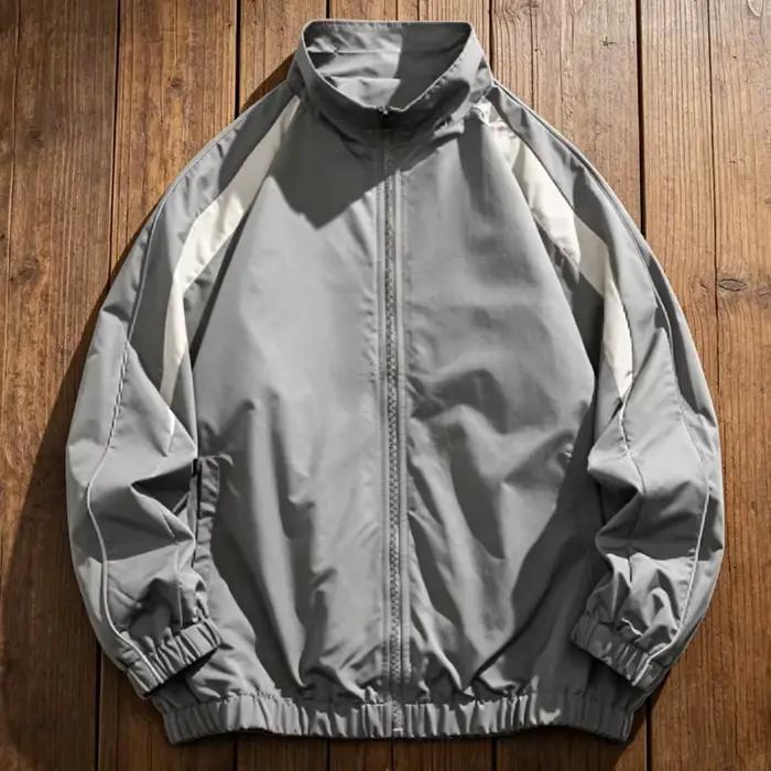 Vestes universitaires Hip Hop pour hommes, coupe-vent patchwork noir style urbain, manteaux fins mod