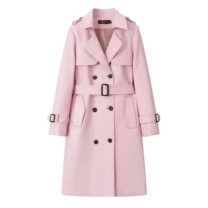Nouvelle veste en cuir rouge pour femme 2026, mi-longue, style coréen, coupe-vent ceinturé, manteau 