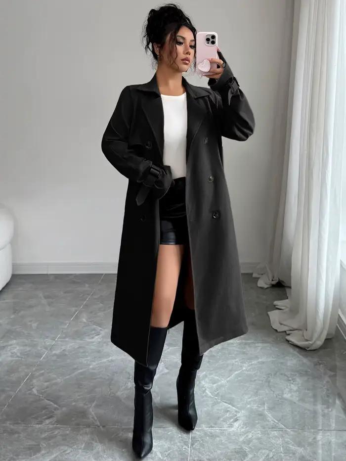 Trench-Coat élégant à lacets et boutons, manches longues, vêtements pour femmes, automne et hiver 20