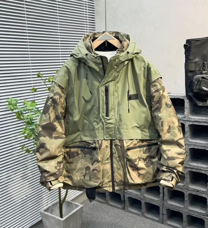 Doudoune pour hommes-manteau de maintien au chaud en patchwork de camouflage tendance d'hiver, doudo