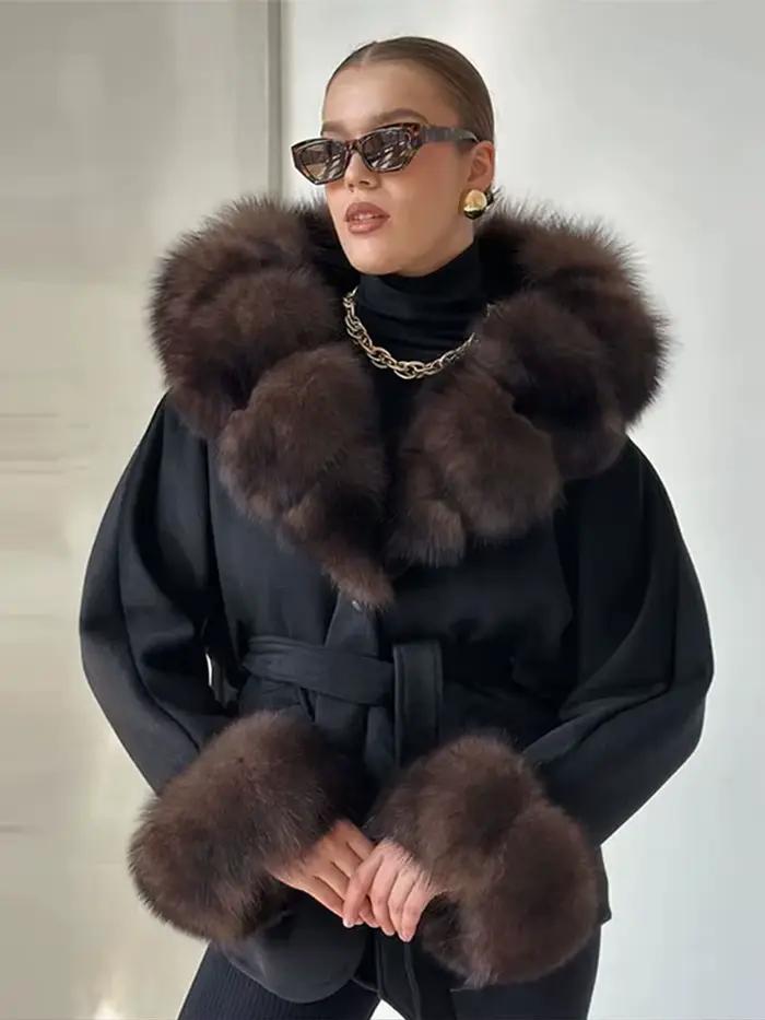 Manteaux d'hiver en fausse fourrure pour femmes, manteau à capuche à lacets, automne 2025, fourrure,