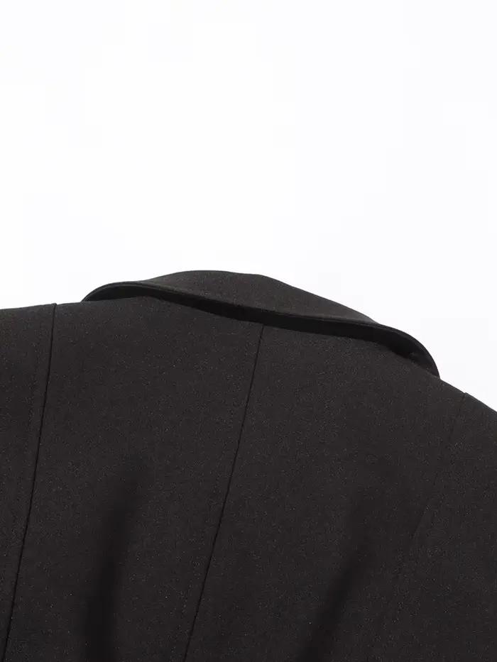 TWOTWurea-Manteau long évidé pour femme, vestes YLE sexy, ceinture épissée, revers à manches longues