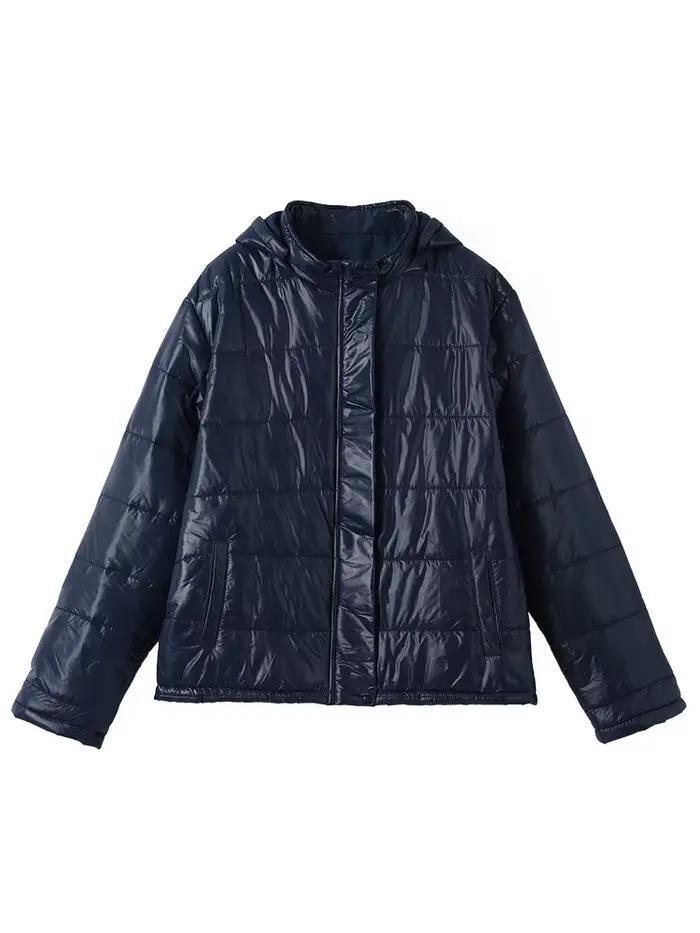 Veste rembourrée à capuche pour femme, surdimensionnée, couleur unie, col montant, manches longues, 