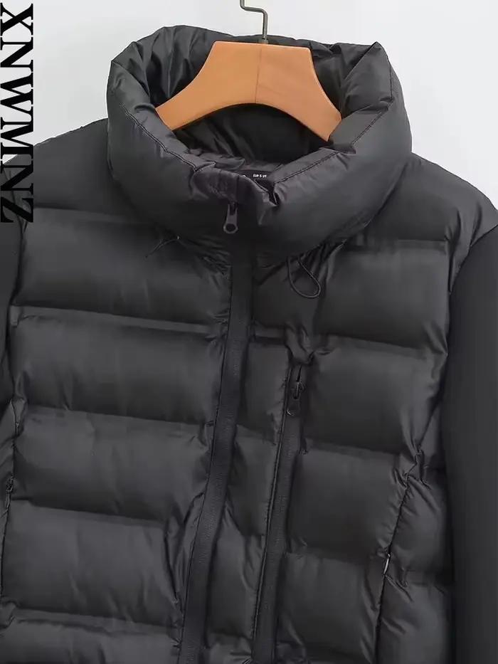 XNWMNZ 2023 femmes mode Patch rembourré veste femme imperméable col haut à manches longues ourlet ré