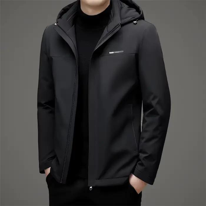 Vestes d'hiver pour hommes, style business casual, à capuche, en duvet de canard, légères, coupe-ven