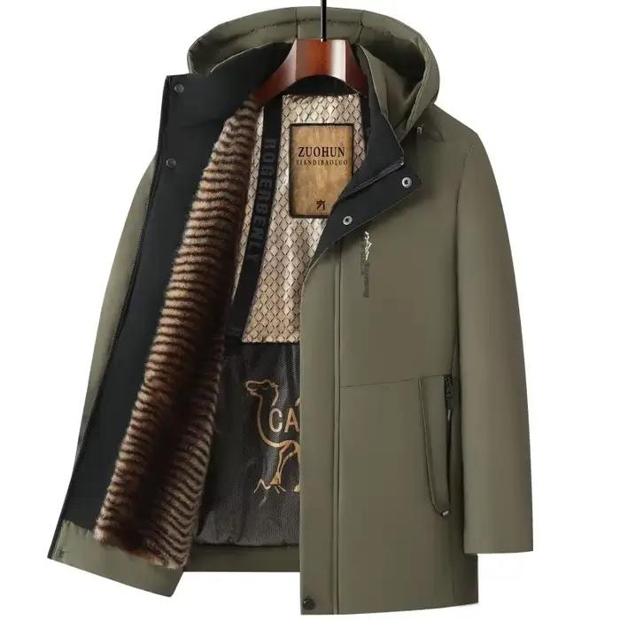 Veste Parka en molleton de chameau pour homme, coupe-vent, manteaux, doublure en peluche lourde, qua
