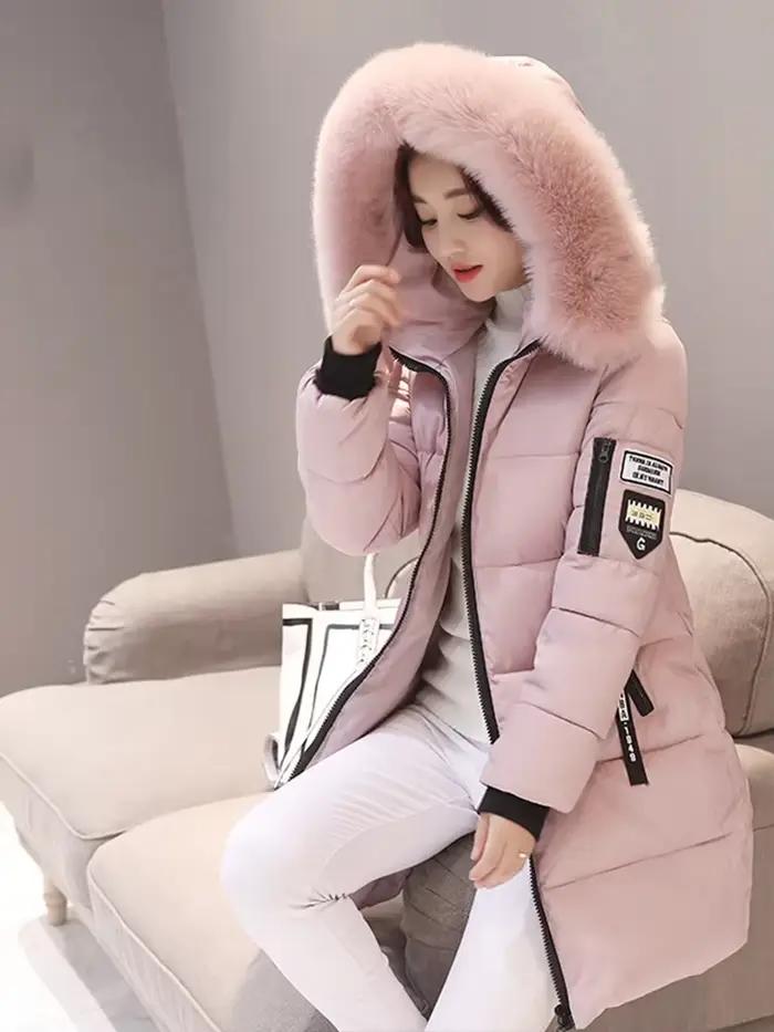 Parka à Capuche avec Col en Fourrure pour Femme, Veste Longue Élégante, Slim, Chaude, Optique, Desig