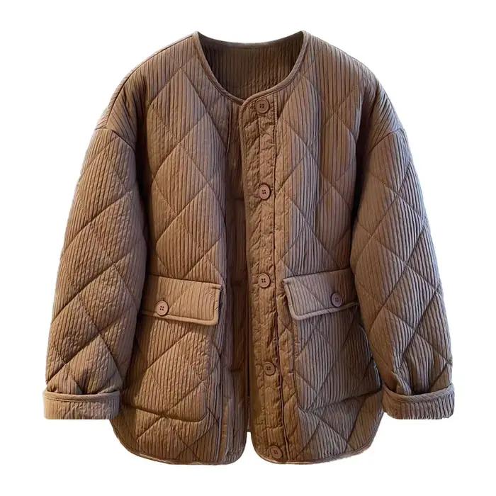 Manteau rembourré en coton adt pour femme, veste à col rond, conception de mode féminine, fouet, nic