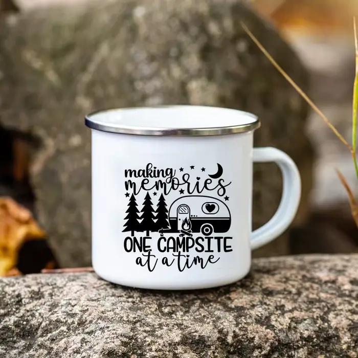 Tasse de Camping en émail pour campeurs, tasse à café pour Camping en plein air, tasse aventure, cad