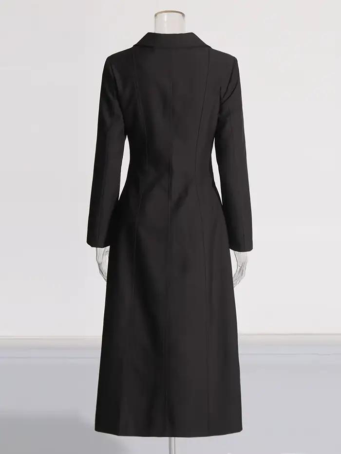 TWOTWurea-Manteau long évidé pour femme, vestes YLE sexy, ceinture épissée, revers à manches longues