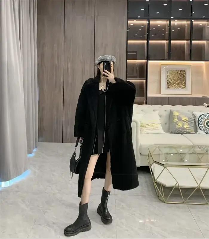 Max Teddy Coat 62% alpaga 26% laine 12% soie manteau hiver épaissir manteau femme