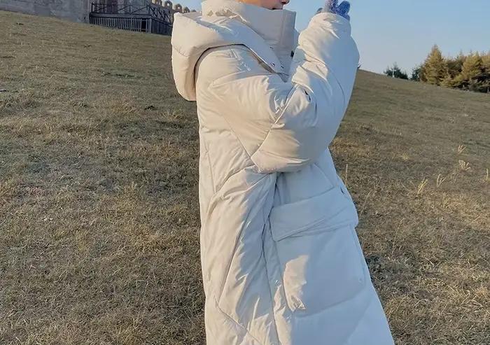 Veste d'hiver en coton à capuche pour femme, ample, grande, à la mode, moyenne à longue, épaisse au-