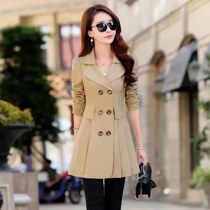 2025 nouveau Trench Coat femmes Double boutonnage dentelle femme automne manteaux décontractés coupe