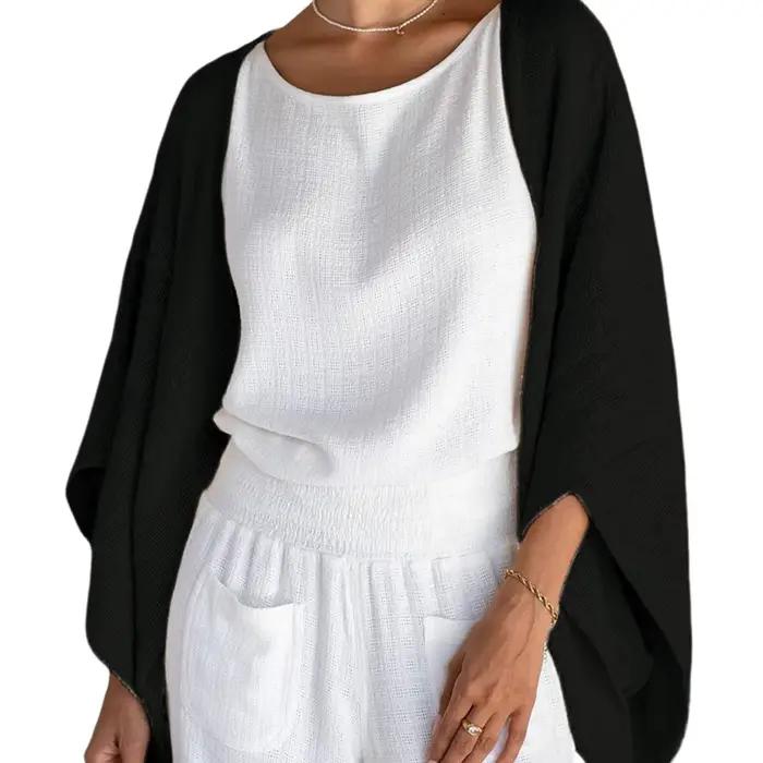 Veste Cardigan urbain décontractée à manches trois-quarts pour femmes, nouvelle collection 2025