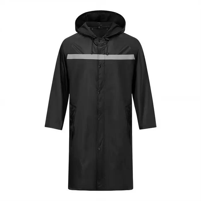 Imperméable long avec bande réfléchissante, poncho de pluie à capuche pour homme, vêtement de pluie 