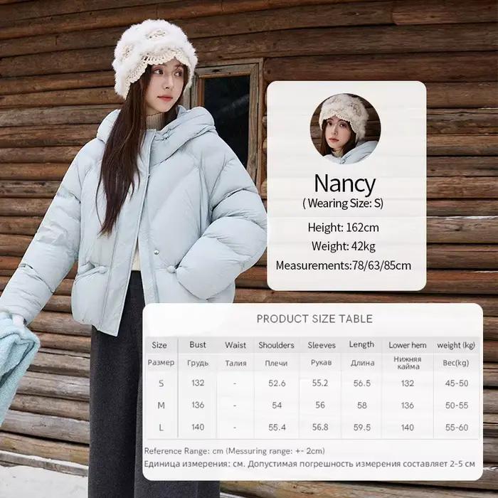 MISHOW bleu vers le bas manteau femmes 2025 hiver mode élégant 90% duvet de canard blanc court léger