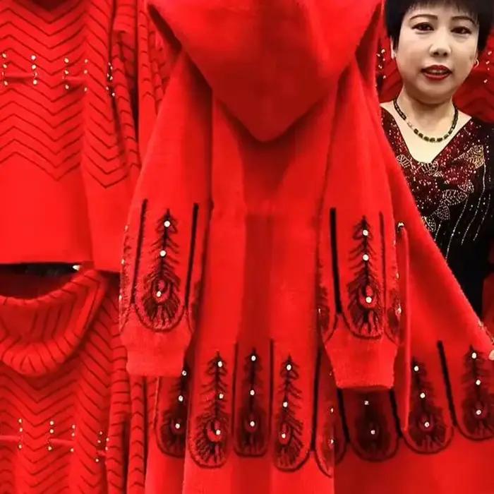 Manteau Long et Épais en Cachemire de Vison pour Femme, Cardigan Haut de Gamme, Vêtement d'Hiver pou